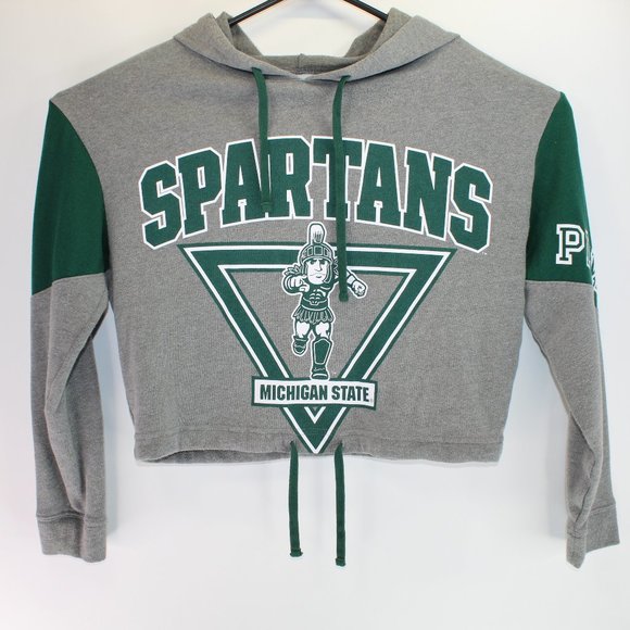 PINK Victoria's Secret Tops - PINK Victoria's Secret w/ 5th & Ocean MSU Spartans Women S Hoodie Crop Top Shirt